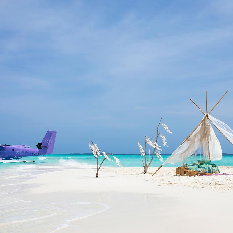 Maldives Beach with Sea Plane at The Nautilus 